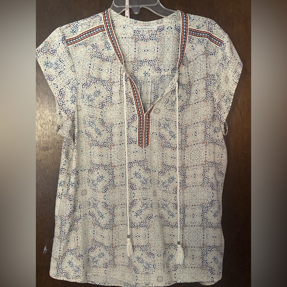 Daniel Rainn Blue And White Patterned Blouse - image 2